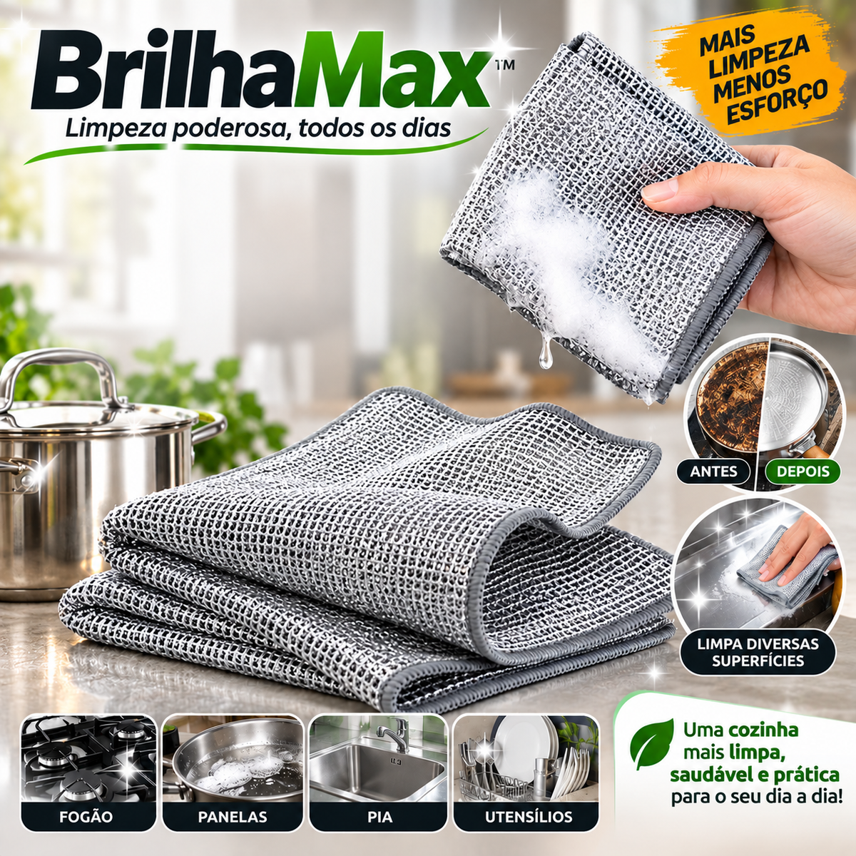 BrilhaMax™ - Pano Esfregão